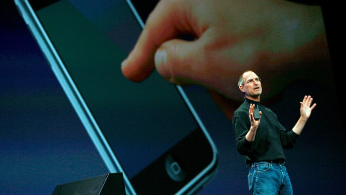 Steve Jobs at the iPhone launch in 2007.